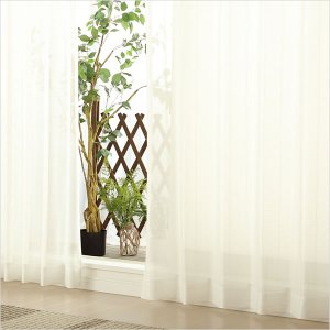 画像7: 「カーテン生地のみ販売」 昼間外から見えにくい ストライプ&二色ボーダーミラーレースカーテン4137アイボリー 生地巾約150cm 【1cm単位の価格です】