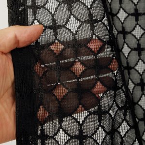 画像5: 「カーテン生地のみ販売」丸とダイヤ柄が並んだ幾何学模様のレースカーテン 4265　生地巾約150cm 【1cm単位の価格です】