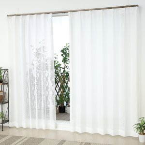 画像5: 小花柄モチーフドット柄のレースカーテン 4316ホワイト　イージーオーダー　1枚入り【受注生産A】