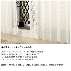 画像6: 「カーテン生地のみ販売」レトロ調 花柄 ストライプ柄のレースカーテン 4266オフホワイトNL　生地巾約150cm 【1cm単位の価格です】
