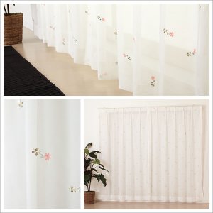 画像6: スパンコールつき花柄刺繍入りボイルレースカーテン 4219ホワイト 　オーダーカーテン仕様　1窓単位【受注生産A】