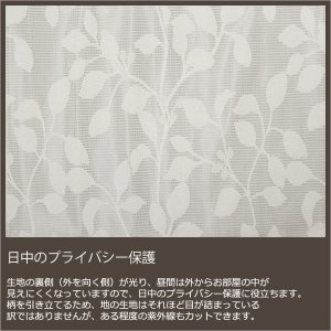 画像4: ★昼間外から見えにくいリーフ柄(葉っぱ柄)ミラーレースカーテン 4217オフホワイト　既製品【在庫品】17l