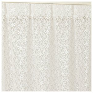 画像7: 「カーテン生地のみ販売」　光沢のある花柄レースカーテン 4222オフホワイト　生地巾約150cm 【1cm単位の価格です】