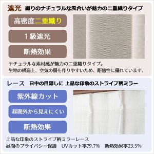 画像2: ★送料無料 アウトレット カーテン 4枚セット 遮光1級 + レース お買い得カーテン4枚組 1級遮光カーテン2枚 レースカーテン2枚 計4枚入り 8366 4250 カーテンセット おしゃれ 既製品 遮光1級 遮熱 断熱 【在庫品】