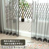 「カーテン生地のみ販売」レースカーテン ミラー マジックミラーレース 昼間外から見えにくくお部屋からは外が見えやすい 遮熱「ソフサン」4361ブラック 黒 生地巾約150cm 【1cm単位の価格です】