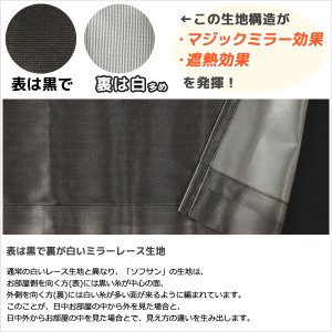 画像4: レースカーテン ミラー マジックミラーレース 昼間外から見えにくくお部屋からは外が見えやすい 遮熱「ソフサン」4361ブラック 黒 イージーオーダー　1枚入り【受注生産A】