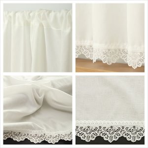 画像4: ★送料無料 カフェカーテン レース ふわふわ生地 裾トリムつき 外から見えにくい 遮像 細長い 極細 縦長窓 小窓 UVカット 紫外線カット 『ピクシー』ホワイト ウェーブロン おしゃれ 巾(幅)42cm 1枚入【在庫品】メール便可(1枚まで)