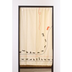 画像2: ★のれん 32014「ねこの一日」 巾85×高さ150cm【在庫品】 ノレン 暖簾 猫 ねこ ネコ 柄 シルエット 柄プリント メール便可(1枚まで)