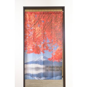 画像2: ★のれん 32046「富士山と紅葉」 巾85×高さ150cm【在庫品】 ノレン 暖簾 富士山 紅葉 湖 柄プリント メール便可(1枚まで)