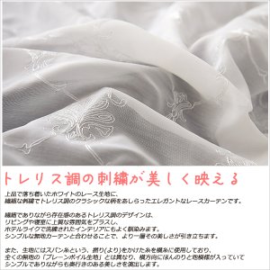 画像2: レースカーテン ボイル トレリス調 刺繍 ホワイト 4335 「エイル」エレガント 規格サイズ 【受注生産A】