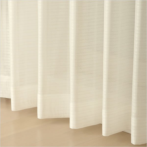 画像10: 「カーテン生地のみ販売」 昼間外から見えにくい ストライプ&二色ボーダーミラーレースカーテン4137アイボリー 生地巾約150cm 【1cm単位の価格です】 (10)