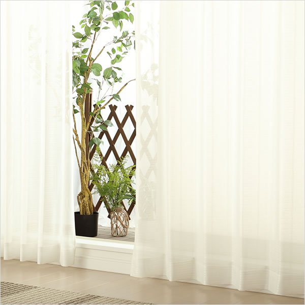 画像7: 昼間外から見えにくい ストライプ&二色ボーダーミラーレースカーテン4137アイボリー イージーオーダー 1枚入り【受注生産A】 (7)