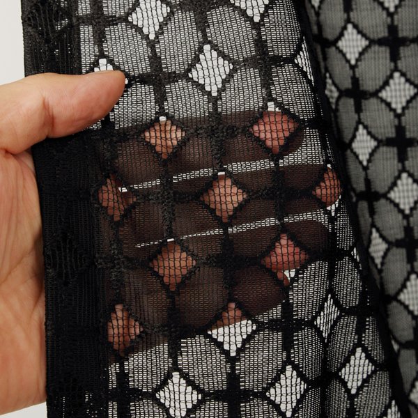 画像5: 丸とダイヤ柄が並んだ幾何学模様のレースカーテン 4265 オーダーカーテン仕様 1窓単位【受注生産A】 (5)