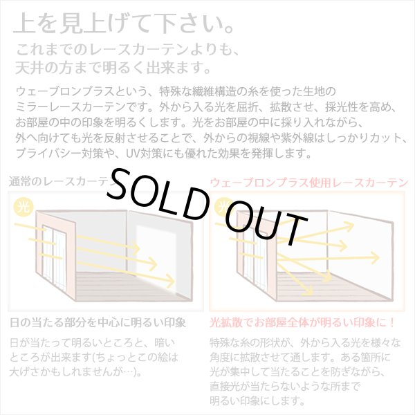 画像2: ★【送料無料】ミラーレースカーテン4243 採光性アップ お部屋明るく 夜も見えにくいUVカットウェーブロン+ 既製品 【在庫品】17l (2)