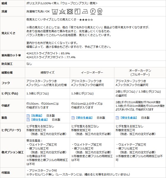 画像11: 【送料無料】ミラーレースカーテン4243 採光性アップ お部屋明るく 夜も見えにくいUVカットウェーブロン+ 規格サイズ 【受注生産A】 (11)