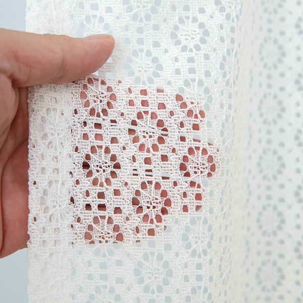 画像4: 「カーテン生地のみ販売」小花柄モチーフドット柄のレースカーテン 4316ホワイト　生地巾約150cm 【1cm単位の価格です】 (4)