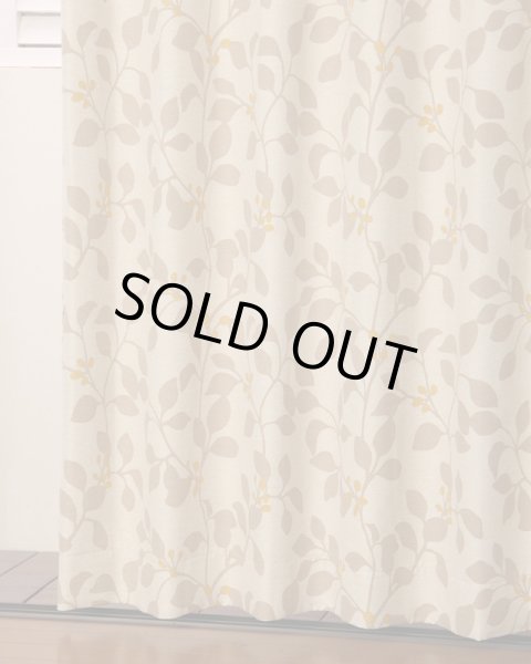 画像2: ★【送料無料】形状記憶リーフ柄プリント1級遮光カーテン5195 既製品 【在庫品】17d (2)