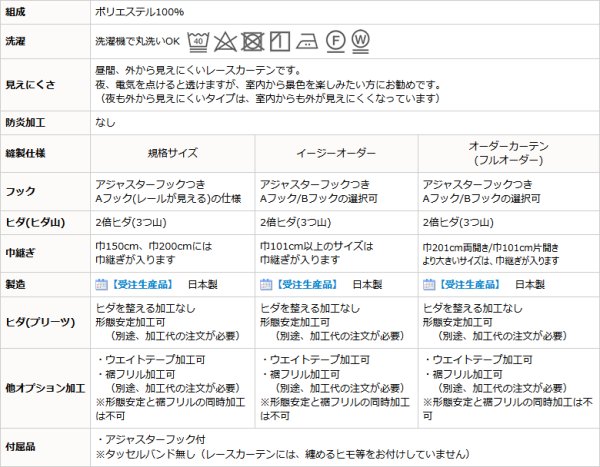 画像10: 選べる！2倍ヒダレースカーテン特価 昼間外から見えにくいミラー　オーダーカーテン仕様　1窓単位【受注生産A】kl50 (10)