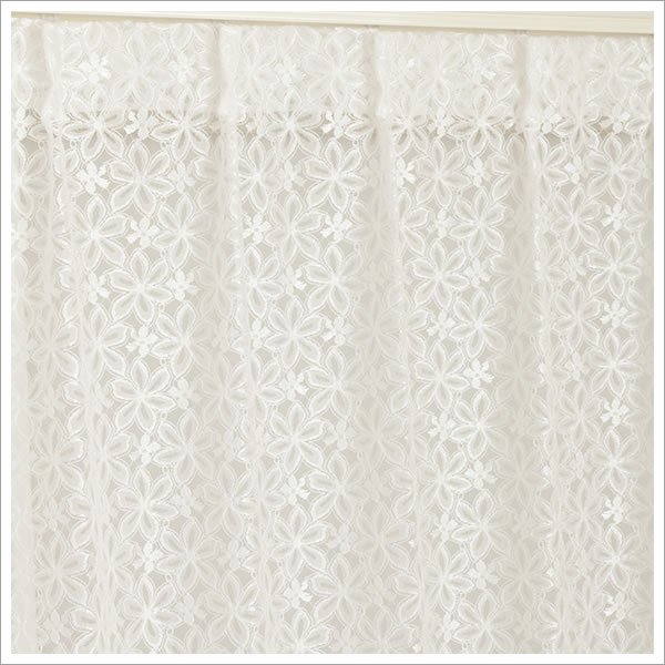 画像7: 「カーテン生地のみ販売」　光沢のある花柄レースカーテン 4222オフホワイト　生地巾約150cm 【1cm単位の価格です】 (7)