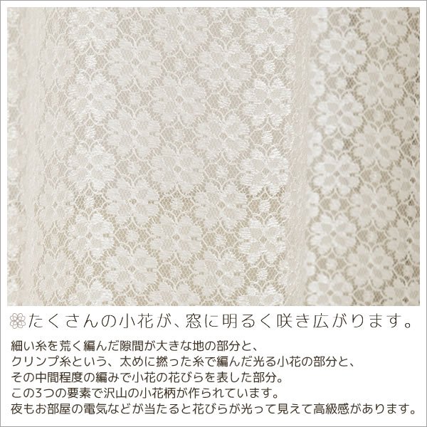 画像3: 光沢のある小花柄レースカーテン 4221オフホワイト　規格サイズ【受注生産A】 (3)