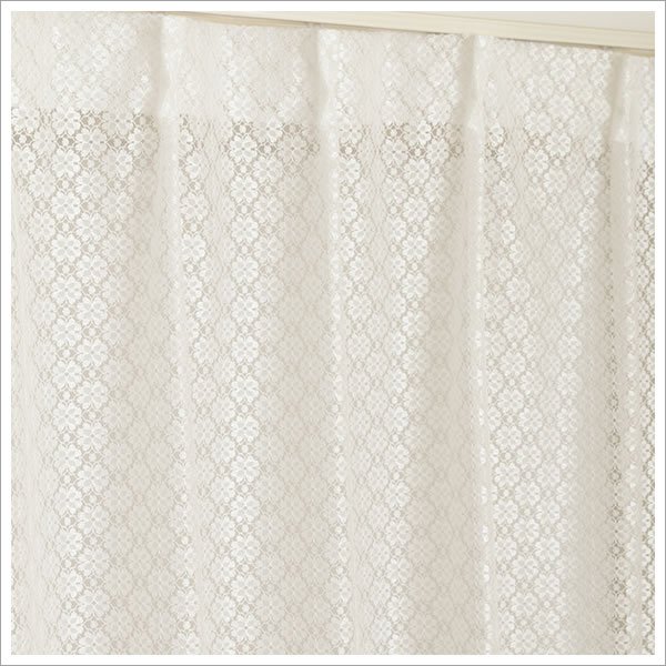 画像6: 光沢のある小花柄レースカーテン 4221オフホワイト　規格サイズ【受注生産A】 (6)