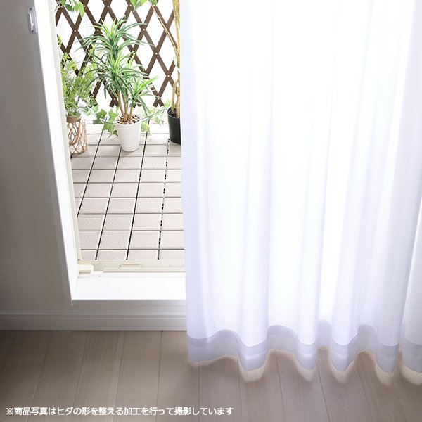 画像3: 「カーテン生地のみ販売」レースカーテン ミラー ボイル 豊かな光沢 ふんわり軽い楊柳ストライプ 夜も外から見えにくい UVカット 4304「ミルキー」ホワイト 生地巾約150cm 【1cm単位の価格です】 (3)