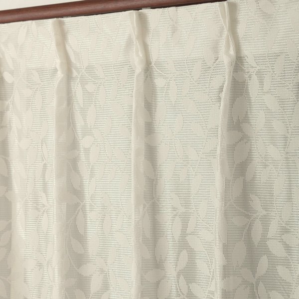 画像4: ★送料無料 レースカーテン ミラー アウトレット 昼間外から見えにくい リーフ柄 葉っぱ柄 ミラーレースカーテン ミラーカーテン 4256オフホワイト 幅100cm2枚組・幅150cm2枚組・幅200cm1枚入り【在庫品】 (4)