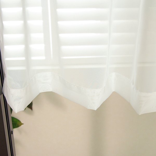 画像9: カフェカーテン オーダー「ポルカ」 カーテンスタイル(上下ポール) やさしい透け感がきれいなスパンボイル 4120オフホワイト【受注生産A】 (9)