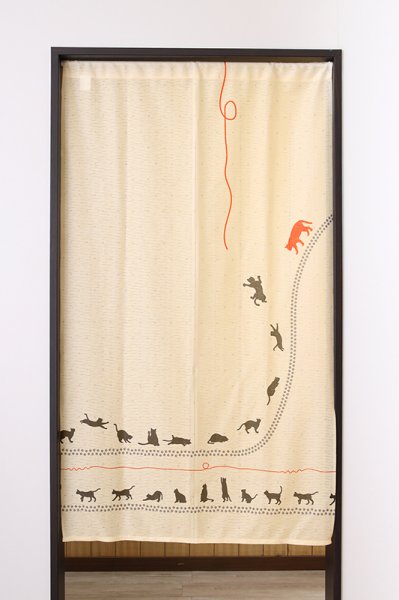 画像2: ★のれん 32014「ねこの一日」 巾85×高さ150cm【在庫品】 ノレン 暖簾 猫 ねこ ネコ 柄 シルエット 柄プリント メール便可(1枚まで) (2)