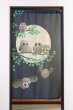 画像2: ★のれん 32012「ふくろう一家」 巾85×高さ150cm【在庫品】 ノレン 暖簾 フクロウ 梟 満月 柄プリント メール便可(1枚まで) (2)