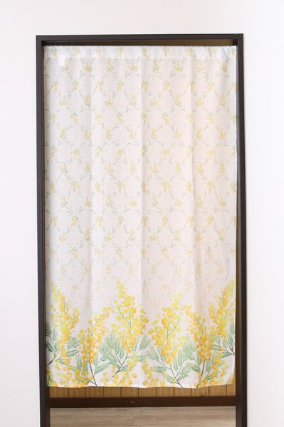 画像2: ★のれん 32015「ミモザ」 巾85×高さ150cm【在庫品】 ノレン 暖簾 花柄 みもざ 柄プリント 黄色 イエロー メール便可(1枚まで) (2)
