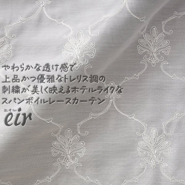 画像1: 「カーテン生地のみ販売」レースカーテン ボイル トレリス調 刺繍 ホワイト 4335 「エイル」 生地巾約150cm 【1cm単位の価格です】 (1)
